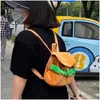 Bolsas escolares Kawaii Bolsa infantil resistente à sujeira de grande capacidade Cartoon hambúrguer luxuriante de moedas lavável