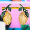 Boucles d'oreilles de citron jaune mignon luxueux pour femmes Fine bijoux Full CZ Boucles d'oreilles de mariage CZ Gift 231221