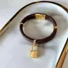 Designer Bracelet woman manwith brand luxury jewelry leather bracelet with metal lock head charm Bracelets high-end fashion couple275x