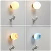 Modern Moon Astronaut Cartoon LED Wall Lamp Children's Room Aisle Light Bakgrund Creative Bedside Sconces Home Decor Lighting 231221