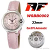 AF WSBB0002 33 mm CAL 076 Montre automatique pour femme Cadran rose Texture Argent Marqueurs romains Bracelet en cuir Super Edition 2021 Dames Wat304S