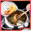 Pfannen japanischer Stil Frittyer Edelstahl mit und Korbdeckel Küchenküche Tempura Fry Pfanne Küchenwaren Drop Lieferung Hausgarten Dinin Dhxop