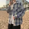 Lange mouw plaid shirts mannen Japanse knappe kpop stijlvolle camisa studenten tieners harajuku kleding unisex mode 231221