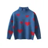 Wiosenna jesień Sweter dla dziewcząt w 100% bawełniany nowość serca kropka w paski Kid's Kid's Knit Sweter Sweter Casual Sport Sweters 231221