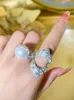 Cluster Rings A Pair Of Artificial Mother Pearl Ring And Index Finger 925 Silver High Carbon Diamond European American Style