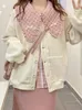 Arbeitskleider QIWN Japanisches Kawaii 3-teiliges Set Frauen Bogen Süße Elegante Party Midi Rock Anzug Weibliche Koreanische Mode Rosa Plaid Niedliche Sets 2023