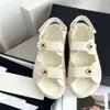 Top quality leather Cloth Classic Bow flat sandals womens slides buckle Denim Casual leather outsole open-toe Luxury designer sandals Factory footwear With box