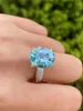 Cluster anneaux hjy2023 aquamarine fine bijoux pur 18k or naturel 7.11ct Gemone bleu