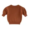 Maglione casual a maniche corte per bambini, moda, tinta unita, girocollo, pullover, maglieria 240103