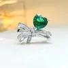 Bagues de cluster Bague d'arc 925 Bijoux en argent européen et américain léger luxe haut de gamme sentiment de niche design mariage vert en gros