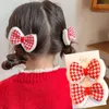 Аксессуары для волос, 2 шт./лот, красная бархатная заколка для девочек, рождественская праздничная заколка на голову, милый зажим для галстука-бабочки, детский головной убор