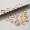 TOCONA BOHO 17PCS Sets Luxe Clear Crystal Stone Trouwring voor vrouwen Men Water Drop Flowers Zon Geoemtric Sieraden 231221