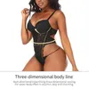 Dames Shapers Kant Zwart Sexy Lingerie Dames Open Kruis Met Haken Hoge Taille Abdominaal Vrouwelijke bodysuit Halter Ruglooze Erotisch ondergoed