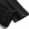 Jeans masculinos Primavera outono 2023 Rapped Black Fashion Borderyery Slim Stretch Pants Roupas de motocicleta
