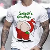 Herr t-skjortor jul t-shirt o nacke röd Santa Xmas överdimensionerad mode streetwear korta ärmstoppar harajuku runda kausalkläder