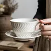 Retro ruw aardewerk keramische drinkware water thee te pull bloem latte grote mond ontbijt dessert home decor koffie mok set 231221