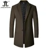 Manlig ullrock fast färg Slim Mid-Längd Windbreaker WARM SIRE-FRESISTANT HERS WOOL COER Business Formal Wear Casual Jacket 231220