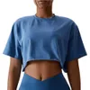 Yoga-outfit Nieuwe casual t-shirt katoen vrouwen korte mouw danssport hardloopkleding yoga fitness crop top losse gym workout shirtsl231221