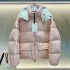디자이너 여성 다운 파카 자수 배지 스탠드 업 칼라 편지 스플 라스 스플 라이트 재킷 가을 겨울 느슨한 두꺼운 따뜻한 빵 코트