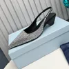 Sandalias de diez rianas de lujo diseñador Slingbacks para mujeres zapatillas de punta puntiaguda