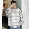 Männer Casual Shirts Plaid Single Breasted Long Sleeve Plus Size 3xl Loose Korean Chic Mode Oversize Allmatch Thin Outwear BF 231221
