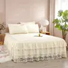 3 Layers Bed Skirt Lace Ruffled Bed Skirt Couvre Lit Bedroom Bed Cover with Surface Non-slip Mattress Cover Bedsheet Bedspread 231221