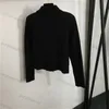 Dzianin swetra Kobiety zamek błyskawiczny Krótki sweter Slim Fit Pullover z wyściełanym ramionem Jacquard Knit Coat