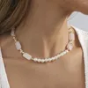 Hänghalsband oregelbunden natursten rund imitation pärlhalsband för kvinnor personlighet damer födelsedagsfest smycken grossist