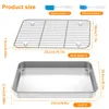 4Pcs Baking Tray BBQ Rack Set Stainless Steel Sheet Cooling Roasting Racks with Silicone Oil Brush Kitchen Accessories 231221