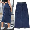 Röcke Vorne geschlitzter Senim-Rock im Cargo-Stil mit mehreren Taschen, hoch taillierte Slim-Fit-Jeans für Damen in halber Länge