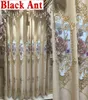 Europe Luxury Noble Villa Bedroom Curtain Gold Blue Blackout Chenille Fabric Window Drapes Tulle for Living room Cortina 4 LJ20128839261