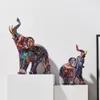 Graffiti Colorful Painting Elephant Sculpture Figurine Art Elephant Statue Creative Resin Crafts Home Porch Desktop Decor 231220