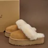 Tasman Chinelos de Pele de Castanha Slides de Pele de Carneiro Shearling Tazz New Mules Mulheres Homens Ultra Mini Bota Plataforma Slip-on Sapatos Camurça Conforto Outono Inverno sapato