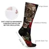 Chaussettes brodées de crâne pour femmes, bas de Roses rouges d'automne, tendance pour hommes, respirants, graphiques d'extérieur antidérapants