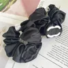 Helfon Pony Pony Tails Black Color Black With Fashion Letters Hairs Ring Clips Hair Jewelry for Dance Sports Wedding Party Ladies Girls