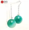 Dangle Earrings Qingmos Trendy Natural Jades Earring For Women With 18mm Round China Red Stone Fine Jewelry 2.5'' Ear501