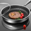 Pfannen 24 cm Pfanne mit Deckel 316 Edelstahl Braten antihaftbeschichtet unbeschichtete Wok doppelseitige Wabenpfanne