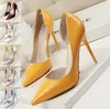 andals Korean Fashion Simple Thin Heel High Patent Leather Shallow Mouth Pointed Hollow Sexy Shoes Single Shoe