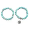 SN0643 Bijoux Arbre de Vie Yoga Mala Bracelet Turquoise Protection de Guérison Élastique Perles Empilage Bracelet Bijoux Spirituels283x