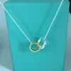 2024 Designer t Family S925 Silver Women's Circle Rose Gold 1837 Double Ring Necklace Fashionable and Versatile Personalized Simple