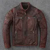 Vestes de moto vintage en fausse fourrure pour hommes Veste en cuir pour hommes 100% manteau en cuir de vachette véritable Vêtements de motard pour hommes Automne Taille asiatique S-4XL M696 231220