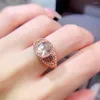 Pierścienie klastra Naturalny różowy srebrny pierścień Morganite dla biura solidny 925 7 mm 9 mm 2ct z 3 warstwami 18 -karatowymi złotymi