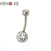 New G23 Titanium Bell Bar Bar Rings Curved 14G Crystal Double Clear Stone Gem Fashion Body Jewelry268n