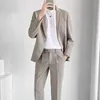 S5XL Hohe Qualität Herren Anzug Herren Einfache Business Casual Fit Anzüge 2 Stück Set Klassische Einfarbig Jacke Blazer Hosen 231220