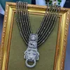 Necklace Earrings Set Qingdao Heavy Industry Retro Style Artistic Glass Multi-Layer Standard Relief Western
