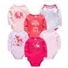 Kavkas Baby Boys Girls Bodyuuit 6 PCS 3 Maniche lunghe 100 abiti di cotone 0 12 mesi abiti da salto nati 231221