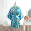 Marke Designer frauen Sommer Lounge Robe Dame Sexy Hause Morgenmantel Satin Kimono Nachthemd Lose Nachtwäsche Bademantel