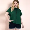 تي شيرت جديد الصيف بالإضافة إلى قمم الحجم للنساء بلوزة كبيرة بأكمام قصيرة قصيرة أنيقة فضفاضة قميص قميص خضراء Oneck قميص 4xl 5xl 6xl 7xl