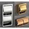 304 Rostfritt stål Polerad vägg inbyggd inbyggd toalettpappershållare Public El Rose Gold Dolda rullvävnad 210709337A