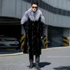 Casaco de vison falso masculino inverno longo pele preta cor quente blusão plus size colar luxur marcas roupas jaquetas 231220